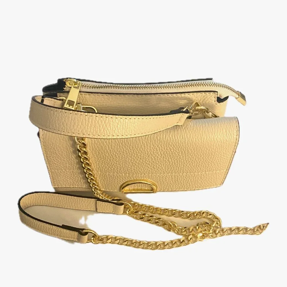 Isadora Luxury Italian Leather Crossbody Handbag Isadora Handmade in Latte NEW - Picture 3 of 7